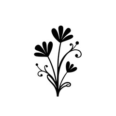 Minimalist Black Floral Illustration on White Background
