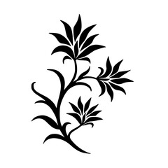 Elegant Black Floral Silhouette on White Background