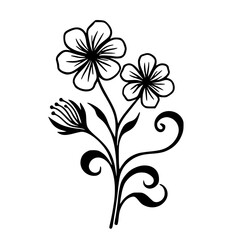 Elegant Floral Line Art Illustration on White