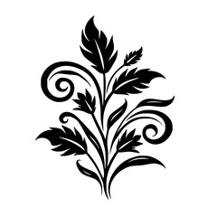 Elegant Black Floral Silhouette on White Background