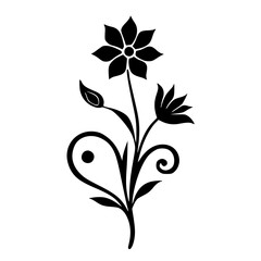 Elegant Black Floral Silhouette - Vector Design Element
