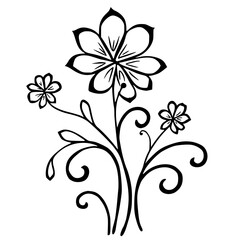 Black & White Floral Illustration: Line Art, Elegant Design