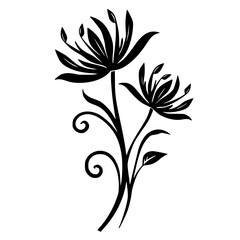 Elegant Black & White Floral Vector Illustration for Designs