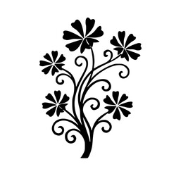 Elegant Black Flower Silhouette Vector Illustration