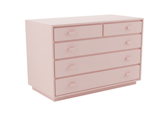 Isolated Light Pink Chest of Drawers with Minimalist Design