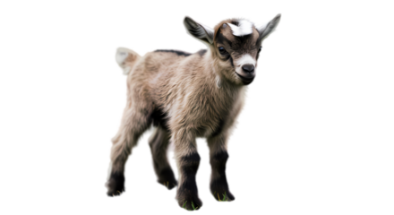 Adorable Baby Goat Posing on Clean Minimal Backdrop