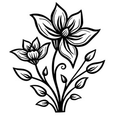 Elegant Black and White Floral Vector Illustration