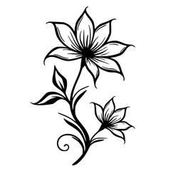 Elegant Floral Line Art: Black and White Design for Various Applications