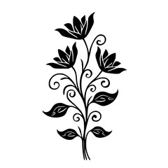 Obraz premium Elegant Black Floral Silhouette on White Background