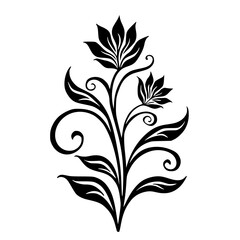 Elegant Black Floral Vector Design on White Background