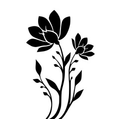Minimalist Black Flower Silhouette Illustration on White Background