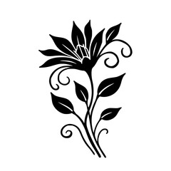 Obraz premium Elegant Black and White Floral Silhouette Illustration