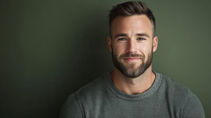 Fototapeta premium Portrait of a Confident Man: This photograph captures the composed demeanor and the inviting gaze of a mature man, radiating a sense of poise and self-assuredness.