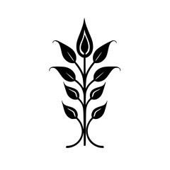 Black & White Plant Silhouette, Floral Design, Minimalist Vector