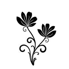 Elegant Black and White Floral Vector Design Element