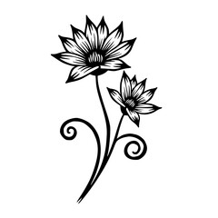 Stylized Black and White Floral Illustration