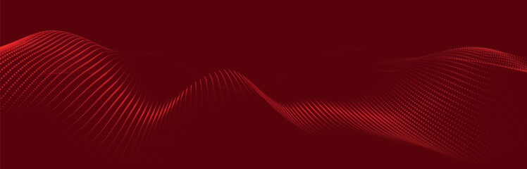 Futuristic dot wave. Abstract digital particle wave. Technology background. Colored musical wave. Digital background with smooth, wavy curves. 3D vector illustration