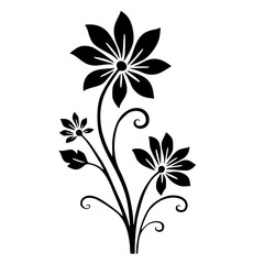 Elegant Black Floral Design on White Background
