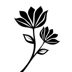 Bold Black Flower Illustration: Minimalist Floral Design on White