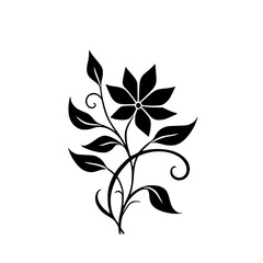 Minimalist Black Floral Design on White Background