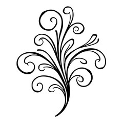 Elegant Hand-Drawn Floral Swirl Vector Ornament