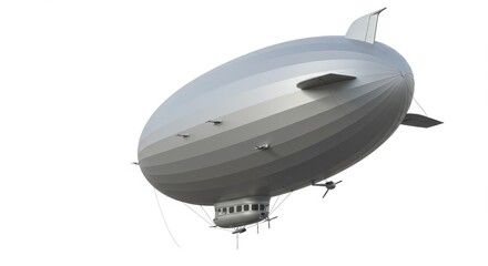 Fototapeta premium Airship Isolated on White Background - A majestic airship floats against a pristine white backdrop, symbolizing adventure, exploration, innovation, travel, and a bygone era of elegance