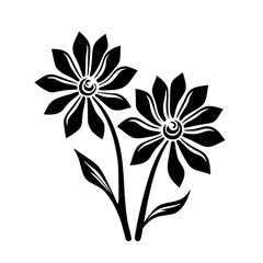 Bold Black and White Floral Illustration
