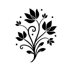 Elegant Black Floral Vector Design on White, Decorative Ornament