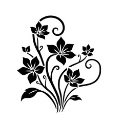 Black Floral Vector Design on White, Elegant Minimalist Aesthetic
