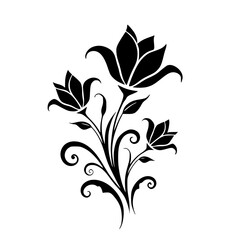 Elegant Black & White Floral Silhouette: Decorative Design Element