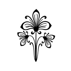 Art Nouveau Floral Illustration in Black and White