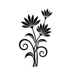 Black and White Floral Silhouette Design, Minimalist Bouquet on White Background