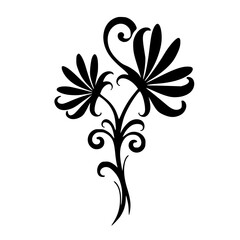 Black & White Floral Silhouette: Elegant Swirls & Decorative Design