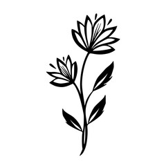 Elegant Black and White Floral Line Art Illustration