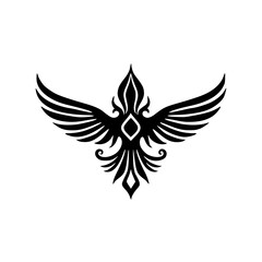 Obraz premium Elegant Black Bird Emblem on White Background