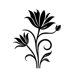 Elegant Black and White Floral Design, Minimalist Vector Illustration