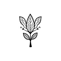 Minimalist Plant Logo Design: Black and White Botanical Illustration