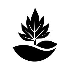 Minimalist Black Leaf Logo: Nature, Growth, Environment Icon