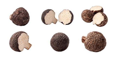 Pack Truffle Set in Different Poses on Transparent Background for Gourmet, Chocolate, and Culinary-Themed Designs