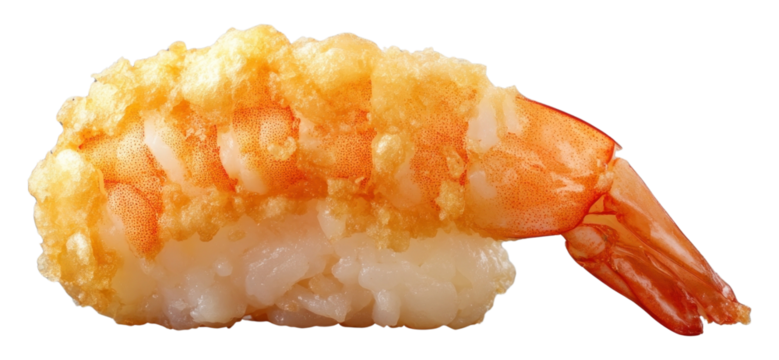 PNG A Shrimp tempura sushi piece shrimp seafood shrimp tempura sushi. - Powered by Adobe