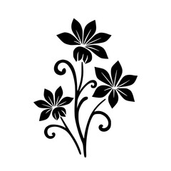 Black & White Floral Silhouette, Decorative Botanical Design