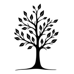 Obraz premium Black and White Minimalist Tree Silhouette Illustration