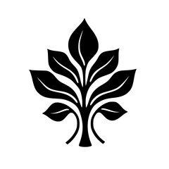 Elegant Black Leaf Logo on White: Minimalist Nature Design