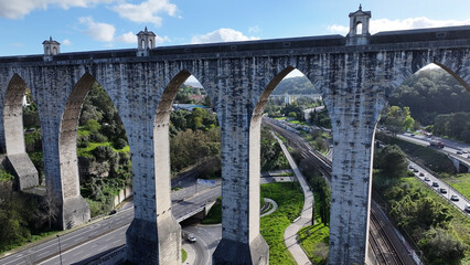 Aguas Livres Aqueduct At Lisbon In Lisbon District Portugal. Water System. Historic Engineering....