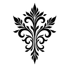 Elegant Black Flourish Vector Design on White, Decorative Floral Element