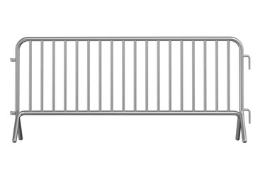 Portable Crowd Control Barrier with Silver Tubular Frame 3D Render