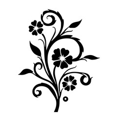 Elegant Black Floral Vector Illustration on White Background