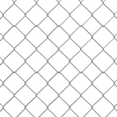 Fototapeta premium Close-Up of Silver Galvanized Chain Link Fence Mesh 3D Render