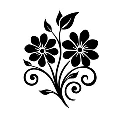 Elegant Black and White Floral Vector Design - Decorative Element