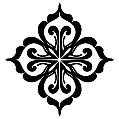 Elegant Black & White Floral Mandala Design, Symmetrical Ornament